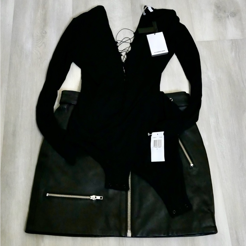 T by Alexander Wang Black Modal Spandex Lace Up Long